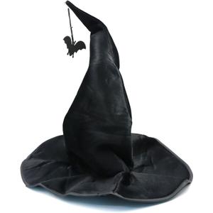 Halloween Witch Hat, Black Detachable Bat Witchs Hats, Wide Brim Pleated Witchs Hats for Women Halloween Party Adult