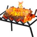 24 Inch Fireplace Grate, Heavy Duty Carbon Steel Firewood Log Holder with 6 Legs - Rust-Proof, High Temp Resistant for Indoor Fireplace, Outdoor Fire Pit, Camping & Wood Stove