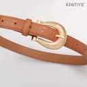 XZQTIVE Crocodile Belts for Women Synthetic Leather with Gold Buckle Ladies Waist Belts for Jeans Pant Dress Casual Wear