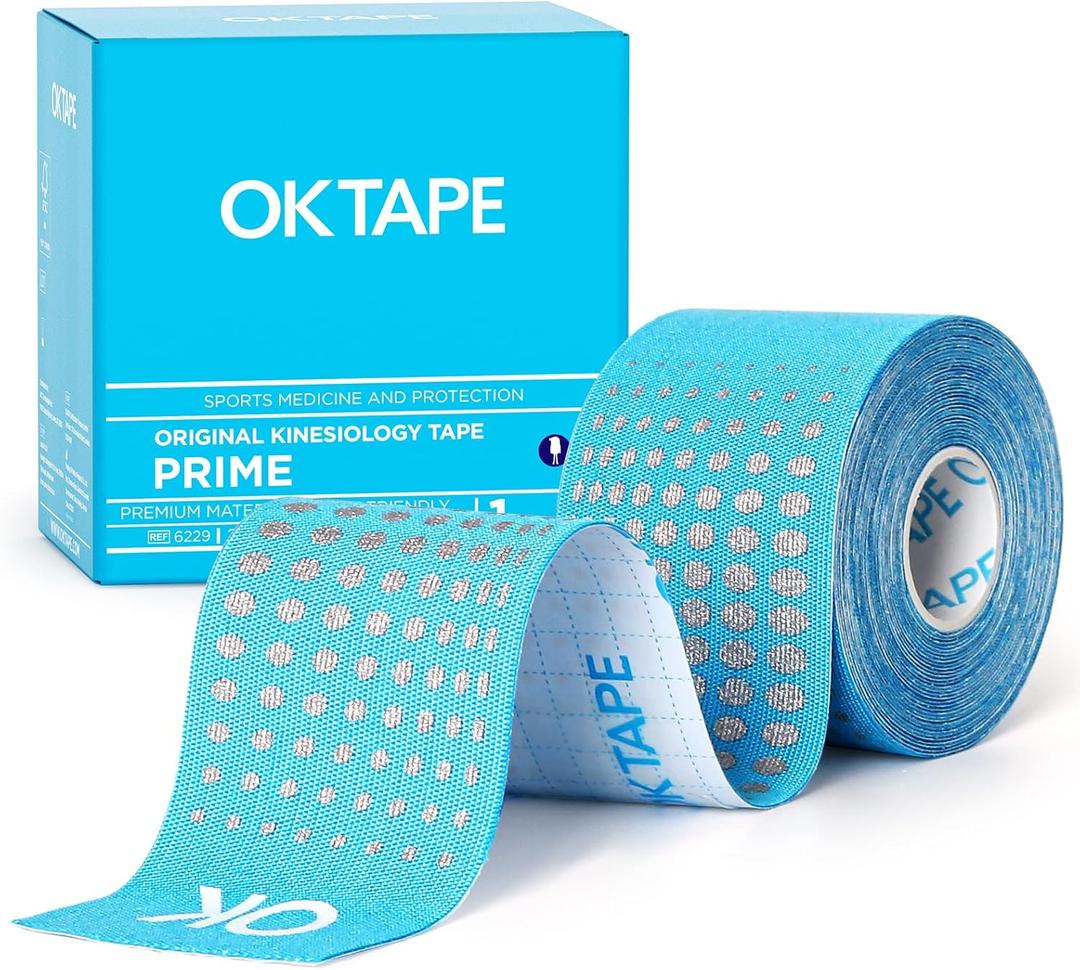 OK TAPE Synthetic Kinesiology Tape Prime, Breathable Sports Athletic Tape for Joint & Muscle Discomfort, Latex Free and Water Resistance, 1 Roll, 2in16.4ft-Blue