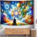 Delur Time Travel Tapestry Galaxy Meditation Universe Starry Sky Wall Hanging Tapestry Milky Way Outer Space Abstract Psychedelic Fantasy Headboard for Bedroom Living Room Home Decor (59.1" x 78.7")