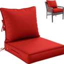 Pakunoda Premium Outdoor Seat Cushion Chair Cushions for Patio Furniture 22 L X 24 W X 4 H Waterproof & Fade Resistant Deep Seat and Backrest Cushion Set with Removable Covers for Chair, Sofa (Red)