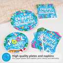 200Pcs Pool Party Supplies Happy Birthday Plates and Napkins Swimming Pool Themed Tableware Set for Summer Beach Themed Hawaii Birthday Baby Shower Party Supplies, Serves 50 "