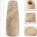 Natural Wood Vase for Dried Flowers - 9 Inch Decorative Wooden Vase, Warm Neutral Farmhouse Boho Decor for Living Room Bedroom Table Shelf