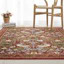 Strawberry Thief Area Rug Rust Red, Ultra Thin 5x7 Washable Rug, Modern Abstract Art Living Room Rug, Boho Rustic Vintage Floral Botanical Carpet for Bedroom Kitchen Dining Room Entryway Dorm