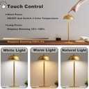 Rechargeable Cordless Table Lamp - 5000mAh Battery Operated Table Light, 3 Color Stepless Dimmable LED Table Lamp with Memory Function for Indoor, Outdoor, Dinner, Home, Restaurant.(Gold)