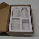 BosilunLife Light Grey Bathroom Accessories Set - Ceramic Bathroom Counter Soap Set Bathroom Decor Sets Accessories Bathroom Foam Soap Dispenser and Toothbrush Holder Set, Soap Dish, Apothecary Jars