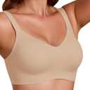 COCOMARTS Jelly Bras for Women No Underwire Full Coverage Push Up Bra Wireless Seamless Bra Comfortable Tshirt Bralettes (Medium, Nude)