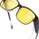 BIRCEN Polarized Fit Over Sunglasses: Wear Over Glasses Sunglasses Wrap Around Fitover Shades for Men Women UV Protection (J-black Frame Night Vision Lens)