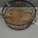 Stonebriar Round Stackable Metal Wire and Wood Basket Set with Rope Handles, Rustic Decor for Home Storage, Decorative Serving Baskets for Weddings, Birthdays, and Holiday Parties