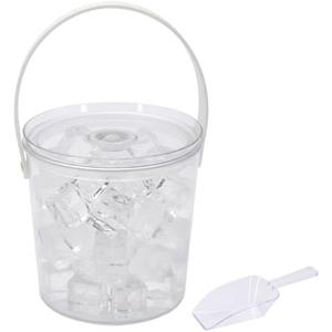 Mowhut Ice Bucket with Airtight Lid, Champagne Bucket with Handle, Plastic Beverage Tub for Parties, Bar Cart Accessories for Wine, Drink, Beer Bottles, Clear