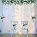 White Tulle Backdrop Curtain with Lights String for Parites 108ft Sheer Backdrop Curtains White Curtain Backdrop for Wedding Baby Shower Birthday Party Photo Shoot Decorations(2 Panels 10ft8ft)