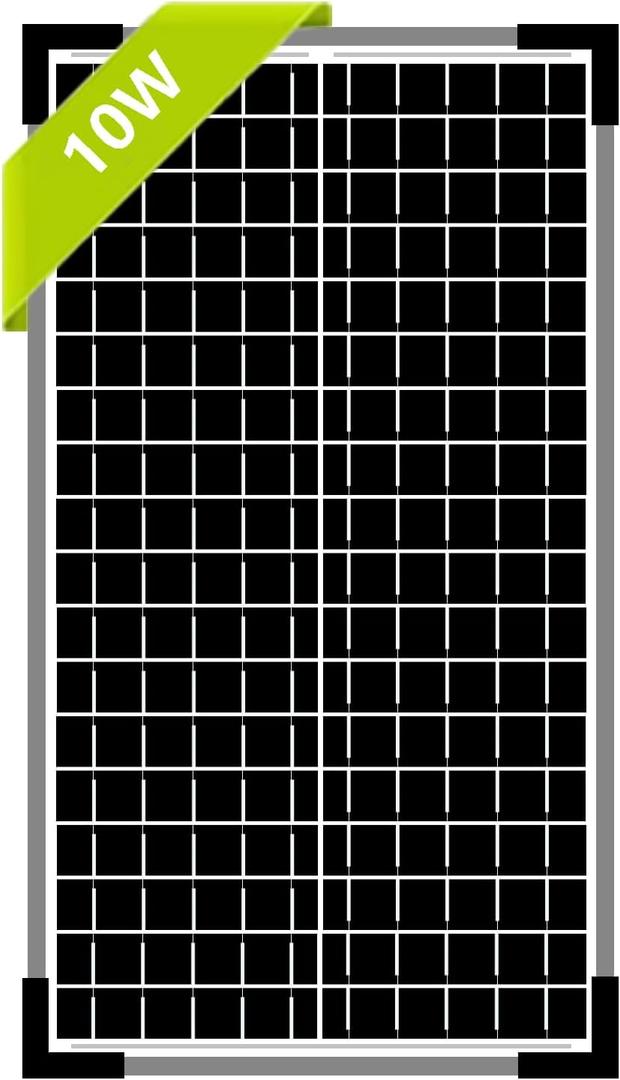 12V 10W Monocrystalline Solar Panel Battery Charger Portable for Vehicle Gate Opener Electrical Fence Chicken Coop Lawn Tractor Boat (1, 10W)