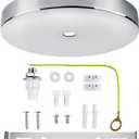 Arturesthome 7" Silver Ceiling Canopy Light Kit Rewind Single Hole with Hardware,Ceiling Plate for Pendant Lighting Chandelier, Screw Fixing on Both Sides