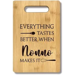 FONDCANYON Nonno Gifts, Everything Tastes Better When Nonno Makes It Gift Bamboo Cutting Board Kitchen Decor, Nonno Father’s Day Gifts Cutting Boards for Kitchen, Gift for Grandpa from Grandchildren