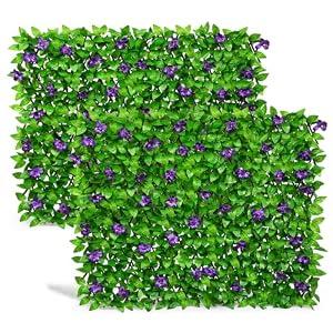 DOEWORKS Expandable Faux Ivy Trellis Fence, Patio Privacy Screen, 2 Pack