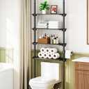 ALLZONE Adjustable Over The Toilet Storage Shelf, 4-Tier Ample Bathroom Organizer and Storage, Tension Mounted Above Toilet Storages Cabinet for Versatility, Fits 66-113 Inch Heights, Black