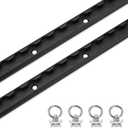 36 inch Aluminum L Track Rail with 4pcs Single Stud Fittings, L Track Tie Down System for Enclosed Trailer, Trucks, Vans, Pickup, Black
