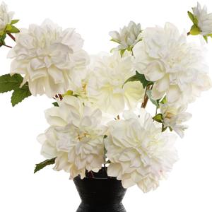 Artificial Silk Flowers Dahlia 24'in Long Stem Fake Flower 5 Pcs,Suitable for Spring Easter Flowers,Wedding Decoration Bouquets,Core Decorations,Home Furnishings(White)