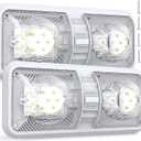 HAISTYLE RV LED Ceiling Double Dome Light Fixture with ON/Off Switch Interior Lighting for Car/RV/Trailer/Camper/Boat DC 11-18V Natural White (2PCS/ Double Dome)
