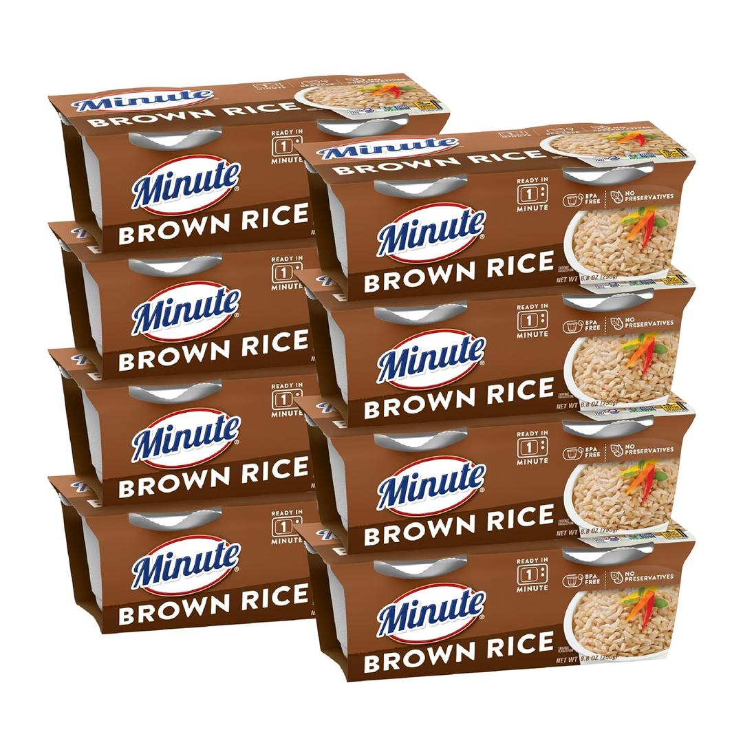 Minute Ready-to-Serve Brown Rice, Microwavable Rice Cups, 8.8-Ounce Cups (Pack of 8) (EXP 05/01/27)