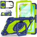 Case for Samsung Galaxy Tab A11+/A9+ Plus 11 Inch 2026/2024, Auorld Rugged Case for Samsung Galaxy A9+/A11+ Tablet with Screen Protector 360 Rotating Stand Shoulder Strap Pen Holder, Navy Green