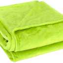 uxcell Flannel Fleece Blanket Full Size - Soft Lightweight Plush Microfiber Bed Blanket for Sofa or Couch, Machine Washable Blankets Fleeces, Yellow Green 70x78 Inch