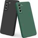 Vanjua [2 Pack] for Samsung Galaxy S21 FE Case, Stylish Liquid Silicone Slim Full-Body Protective Cover for Samsung Galaxy S21 FE 5G 6.4 Inch Phone Case (Black+DarkGreen)