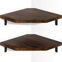 Alsonerbay Corner Shelf Wall Mount, Set of 2 Floating Corner Shelves with Cord Hole, Rustic Wood Shelves for TV, Speaker, Cable Box, Game Console for Bedroom Living Room Kitchen, Carbonized Black