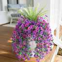 Artificial Fake Flowers Plants for Outdoor Decoration,3 Pcs Faux Hanging Flowers with Boston Ferns Spring Summer Decor,UV Resistant Realistic Fake Silk Flowers for Planter Balcony Yard Porch Garden
