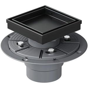 Neodrain 4-Inch Square Shower Drain with Removable Tile Insert Grate, 304 Stainless Steel, Includes Shower Drain Base Hair Strainer, Matte Black