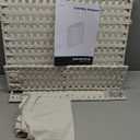 SONGMICS Slim Laundry Hamper with Lid, 14.5 Gallon (55L) Rattan Clothes Laundry Basket with Lid and Handles, Foldable, Removable Liner, Cloud White ULCB164W01 (55 L)