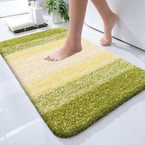 OLANLY Small Bathroom Rugs Mat 24x16, Extra Soft Absorbent Microfiber Bath Rugs, Rubber Backing, Quick Dry, Washable Bath Mats for Bathroom Floor, Tub and Shower, Home Decor Accessories, Olive Green