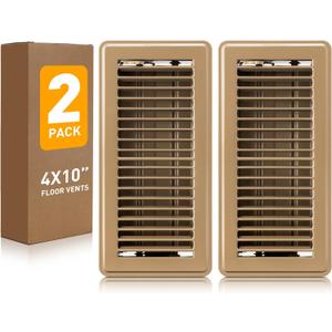 Floor Vent Covers 4'' x 10" - Metal Floor Register 4 x 10 Inch 2 Pack - Heavy Duty Walkable Vent Covers for Home Floor - Wall - Premium Finish Vent Register - Brown