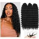 Crochet Hair for Black Women, Feather Crochet Hair, Deep Wave Miracle Knots, Pre-Separated Knotless Synthetic Fiber, 18 Inch, 150 Strands, Natural Black