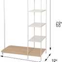 Honey-Can-Do Clothing Rack, Clothes Rack with Wood Shelf, Freestanding, Easy to Assemble Garment Rack, Standing Metal Sturdy, Small Space Storage Solution, with Shoe Storage White