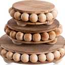 3 Pack Wood Risers for Decor, Small Pedestal Stand Plant Riser for Display Trays Rustic Farmhouse Home Decor