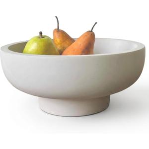 OAKOA Concrete Fruit Bowl for Kitchen Counter - Large Decorative Bowls for Home Decor - Modern Key Bowl for Entryway Table - Pedestal Bowl for Keys, 10.5 inches x 4.25 inches