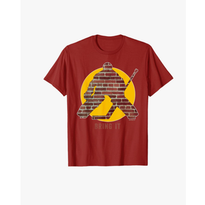 Brick Wall Hockey Goalie T-Shirt, Cranberry Red, Large