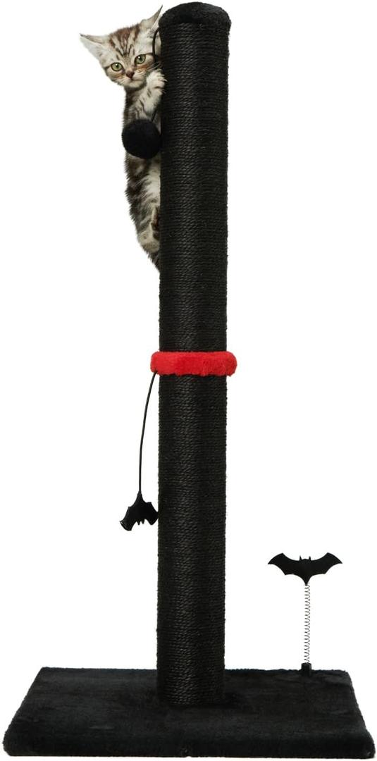 MECOOL Cat Scratching Post Premium Sisal Scratch Posts with Hanging Ball Vertical Scratcher for Indoor Cats and Kittens,Black (34 inches for Adult Cats)