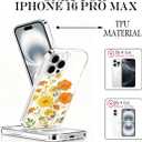 for iPhone 16 Pro Max Case, Floral Clear Case for iPhone 16 Pro Max, Cute Floral Pattern Flower Design, Aesthetic Phone Cover, Scratch Resistant Shockproof Cover, Marigold Pattern（B129）