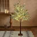 Hairui Lighted Olive Tree Plug-in 4FT 160 Warm White LED Artificial Greenery Tree with Lights for Wedding Christmas Holiday Home Decoration