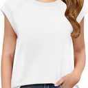 Floral Find Girls Casual Crewneck Cap Sleeve T Shirts Summer Tunic Tops Loose Fit Cute Tee, White, 12-13Y