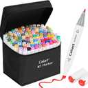 Caliart 121 Colors Artist Alcohol Based Markers Dual Tip Art Permanent Twin Sketch Markers Pens with Case for Adult Kids Coloring Drawing Sketching Card Making Illustration (Assorted)