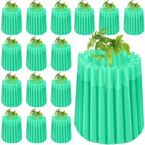 16 Pack Wall of Water Plant Covers 24" Reusable Garden Season Extender Insulating Protector Keep Plants Warm for Early Spring Tomatoes Peppers Cold Weather Frost Protection Wind Guard(Green)
