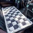 Back Seat Pet Bed Mat, Dog Car Bed for Large Dogs, Deluxe Plush Travel Beds with Anti-Slip Bottom, Custom Fit for Backseat Extenders and Seat Covers (Gray+White)