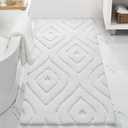 DEXDE Bathroom Rugs Runner 24x72 Long Bath Rug Non Slip Soft Washable Large Bath Mats for Bathroom Bedroom Hallway Kitchen Floor Carpet Modern Boho Decor, White