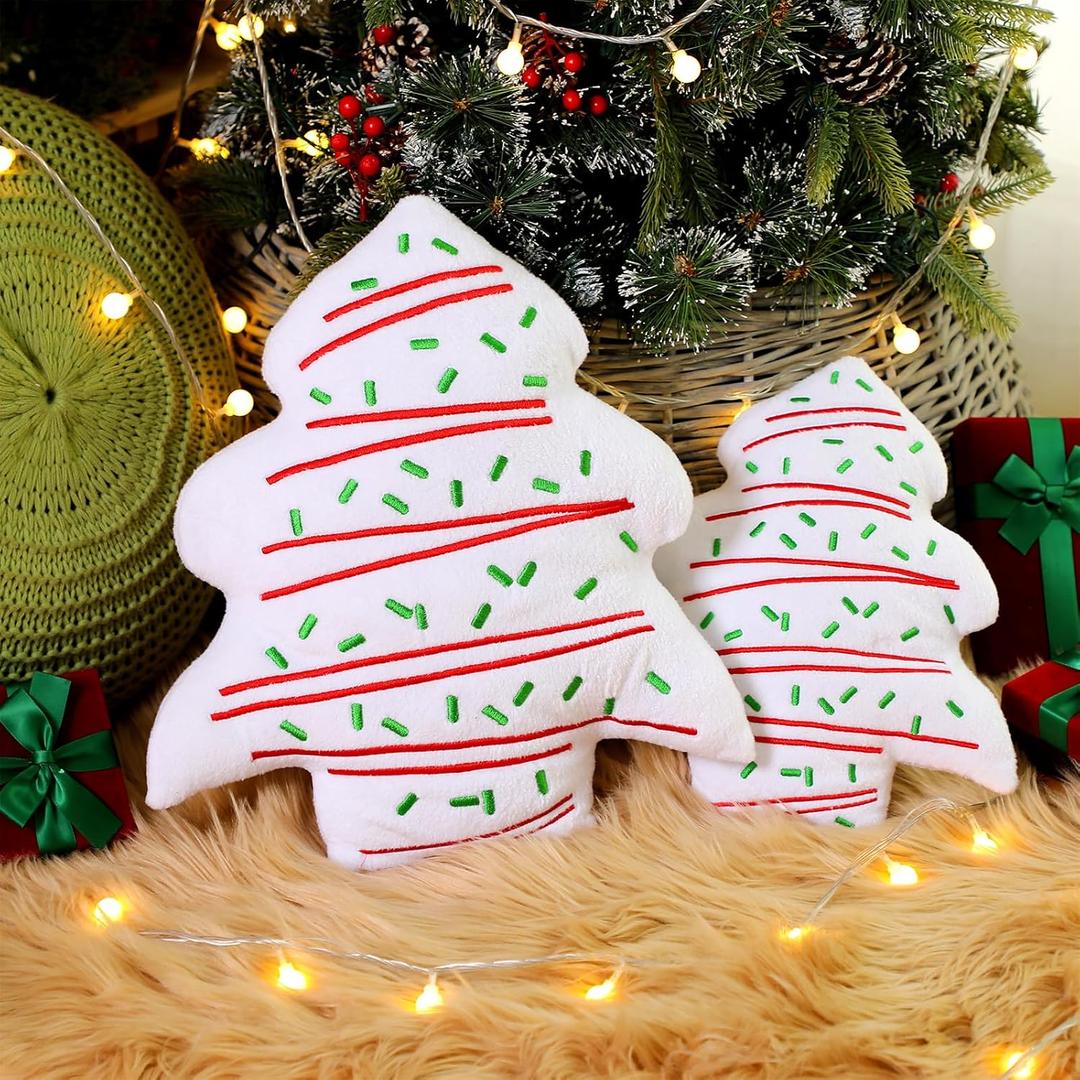 Shellwei 2 Pcs 2 Pcs Christmas Tree Cake Pillows Christmas Throw Pillows Cute Soft Stuffed Tree Shaped Cushion for Xmas Party Outdoor Home Cushion Decorations