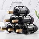 Black Modern Wire Rustic Counter Wine Rack Countertop Table,Metal Wine Rack Inserts for Cabinet Rustic 6 Bottles Wine Storage Holder