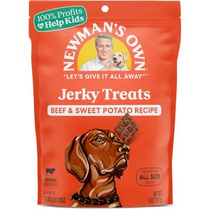 Newman's Own Jerky Treats for Dogs, 5-oz. (Pack of 6), Beef & Sweet Potato (EXP 11/11/26)